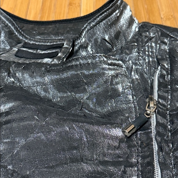 Jamie Sadock Black and Silver Crinkle Moto Jacket - Picture 7 of 7